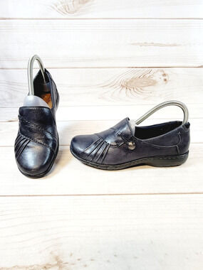 Cobb Hill by New Balance Paulette Leather Flat Navy Blue Loafer Wo's 6.5W Shoes